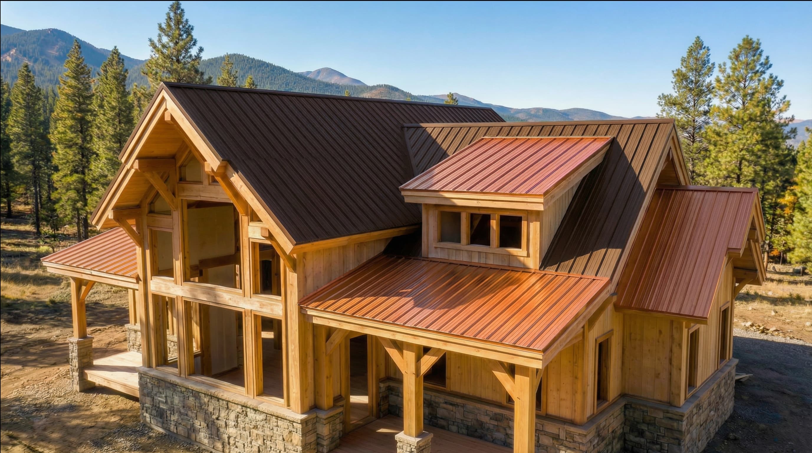 Beautiful completed roof by Alpine Peak Roofing — timber home with premium roofing