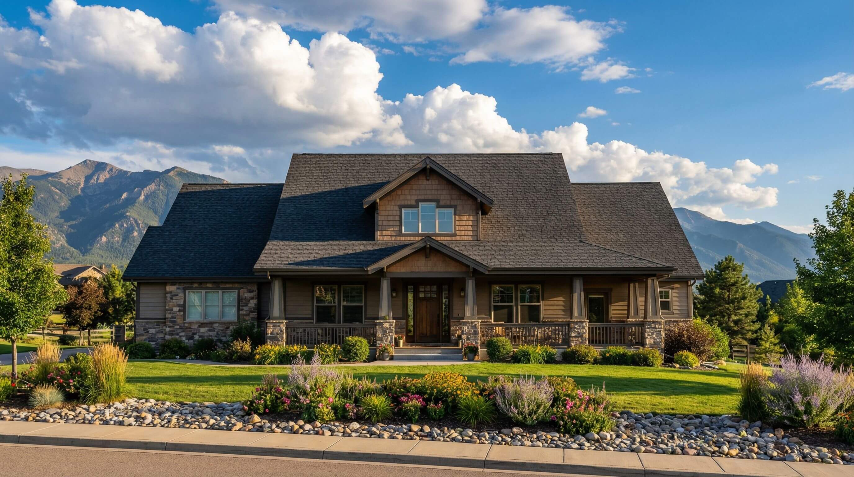 Professional crew installing premium asphalt shingles on residential home