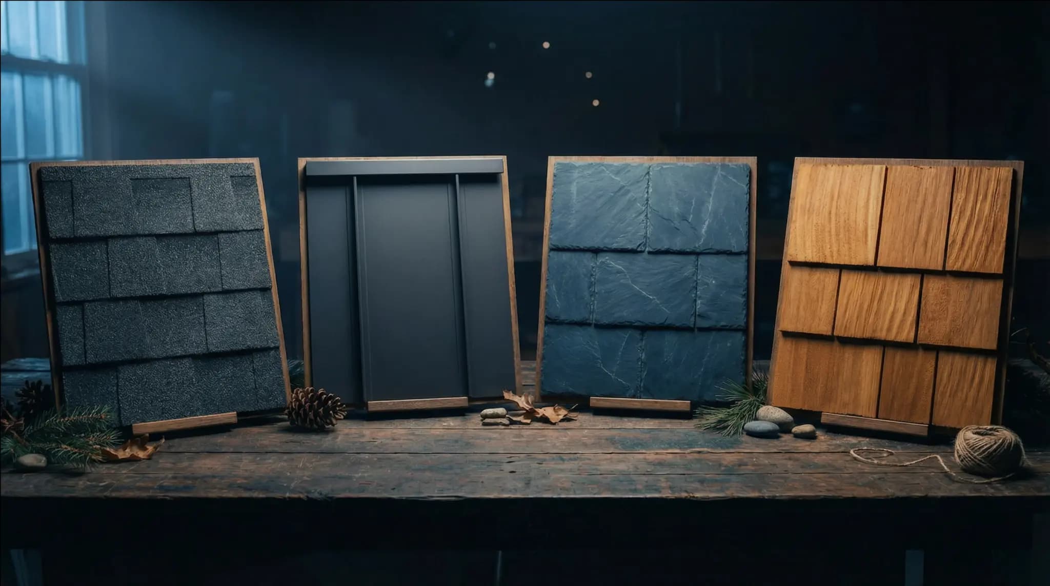 Premium roofing materials display